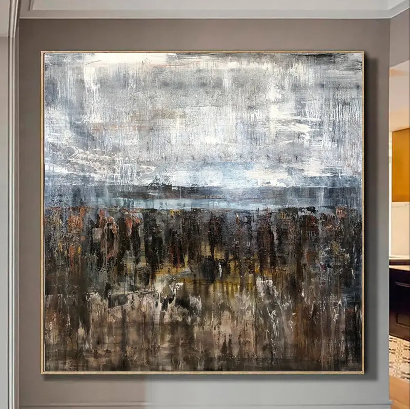 Brown Painting on Canvas Modern Abstract Artwork Large Canvas Wall Art | ALONG THE CLIFF