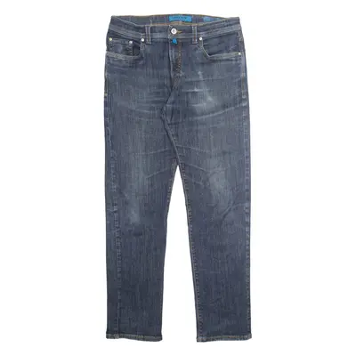 PIERRE CARDIN Mens Jeans Blue Regular Tapered Stone Wash W34 L32