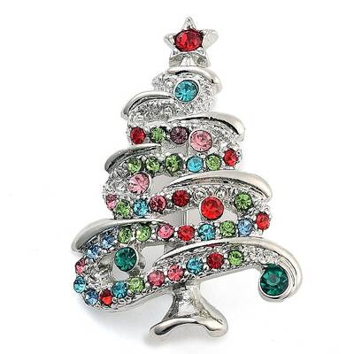 Christmas Theme Alloy Colorful Rhinestone Brooches