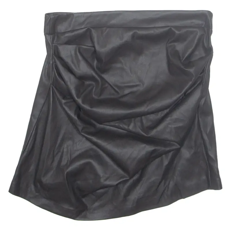 Womens Straight Skirt Black Knee Length Leather M