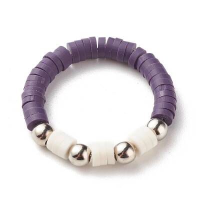 Handmade Polymer Clay Heishi Beads Finger Ring for Women