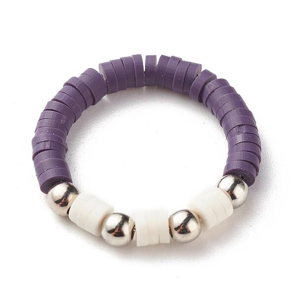 Handmade Polymer Clay Heishi Beads Finger Ring for Women