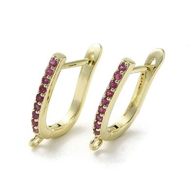 Brass Micro Pave Cubic Zirconia Hoop Earring Findings