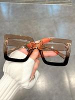 Simple Anti-blue Light Square Frame Eyeglasses for Women & Men, 1 Pair Fashion Trendy Frames Eyeglasses for Work, Modern Dail...