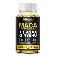 3-in-1 Organic Black Maca Root, Ashwagandha, Panax Ginseng Supplement for Men and Women in Capsules by MENXI Healthcare Edibl...