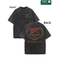 Miller High Life Champagne Beer Front And Back Graphic Print - Fashion Cotton Graphic Tees T-Shirt  Streetwear Crewneck Mensw...