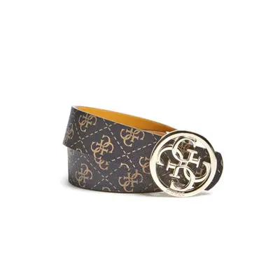 Guess Jensen Not Ajuster Belt Double-Face Fabric Brown and Mustard Yellow Women M