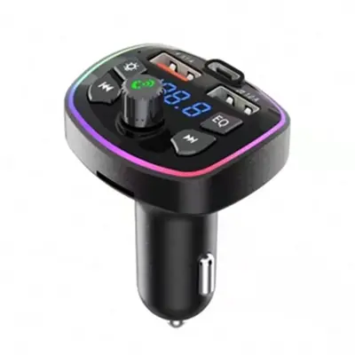 Car Wireless Audio Transmitter, LED Backlight Dual USB Port Adapter, FM Transmitter MP3 TF Card U Disk Player, PD20W QC3.0 Ca...
