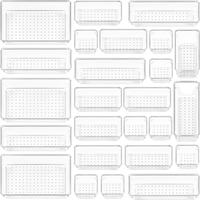 [New Deal] 15/25/37/60 PCS Clear Drawer Organizer Set - 4-Size Storage Bins for Bathroom, Vanity, Makeup, Kitchen & Office Es...