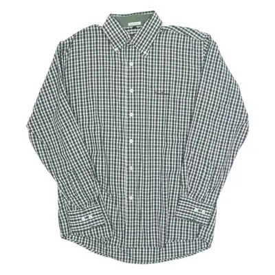 PIERRE CARDIN Mens Shirt Black Check Long Sleeve L