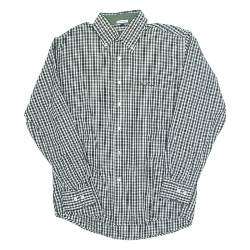 PIERRE CARDIN Mens Shirt Black Check Long Sleeve L