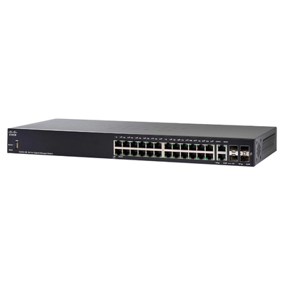 Cisco SG350-28-K9-NA-RF | Small Business 350 Series SG350-28 24 x Ports 10/100/1000Base-T + 2 x Ports Copper Combo SFP + 2 x ...