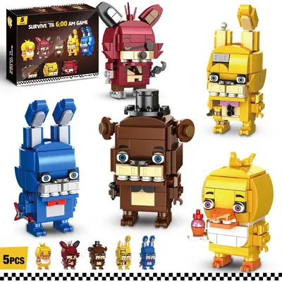 TOKMOC 988 Pieces,5 in 1 Five Nights Security Vulnerability Building Block Set,Brick Character Freddy Action Dolls, Five Nigh...