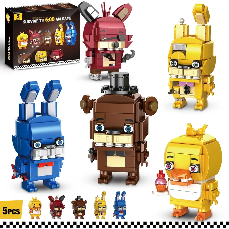 TOKMOC 988 Pieces,5 in 1 Five Nights Security Vulnerability Building Block Set,Brick Character Freddy Action Dolls, Five Nigh...