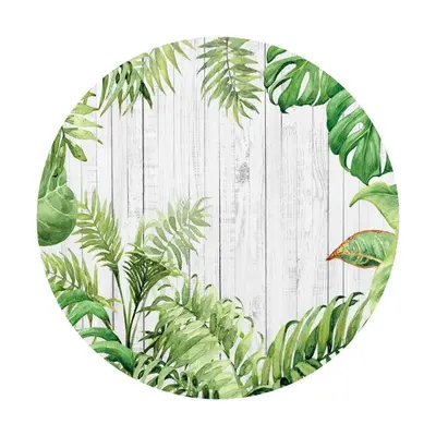 Aperturee Round Stripe Wooden And Leaves Happy Birthday Backdrop | New Years Photo Backdrop | New Year Party Backdrop | New Y...