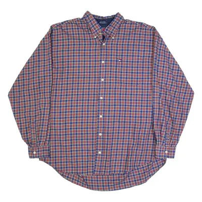 TOMMY HILFIGER Mens Shirt Blue 90s Check Long Sleeve 2XL