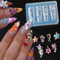 3d Nail Art Silicone Carving Mold, 1 Count Flower & Bow & Bear Design Nail Art Tool, Diy Nail Art Tool for Women & Girls, Pol...