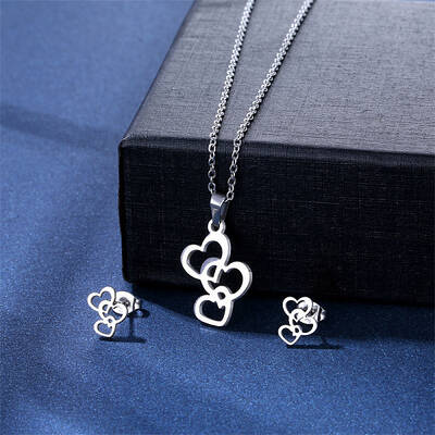 304 Stainless Steel Pendant Necklace & Stud Earring
