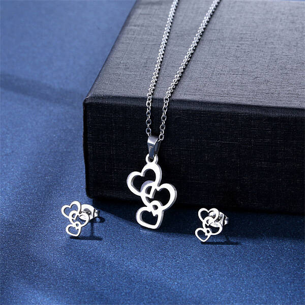 304 Stainless Steel Pendant Necklace & Stud Earring