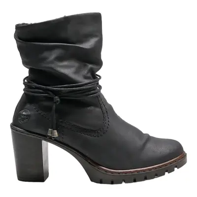 RIEKER Heeled Ankle Boots Black Synthetic Womens UK 8