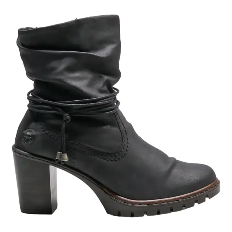 RIEKER Heeled Ankle Boots Black Synthetic Womens UK 8