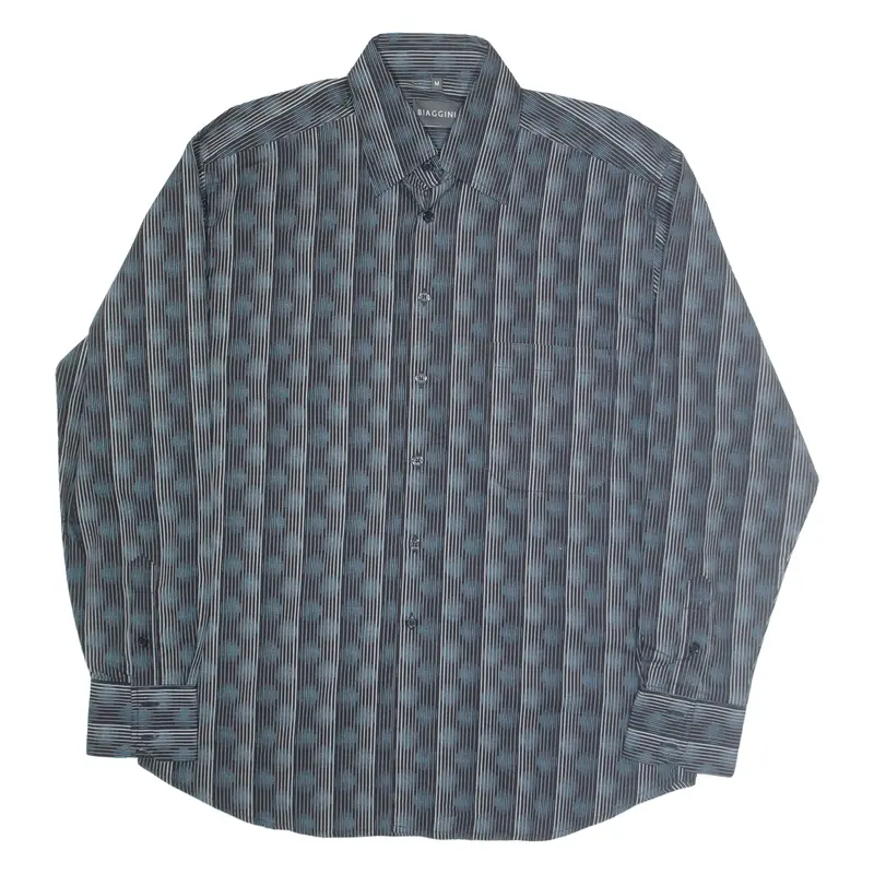 BIAGGINI Shirt Black Crazy Pattern Long Sleeve Mens M
