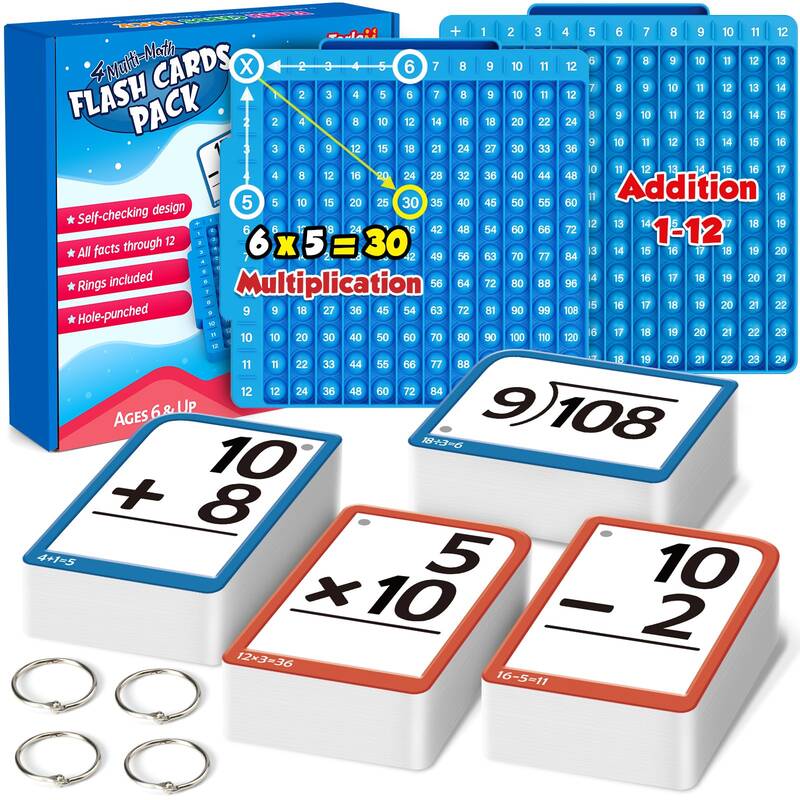 Torlam Math Flash Cards  Math Board, Math fidget toys,Multiplication Flash Card Times Table Chart, POP Fidget chart,Math