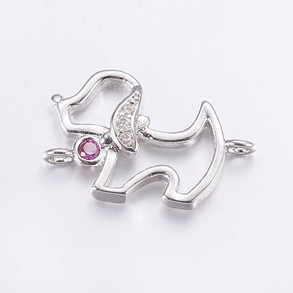 Brass Micro Pave Cubic Zirconia Puppy Links connectors