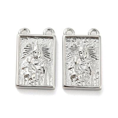 Rack Plating Brass Rectangle Charms with 2 Loops