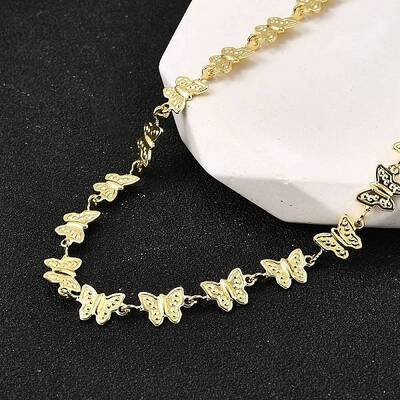 Brass Butterfly Link Chain Necklaces