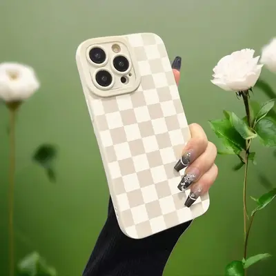 Fashion Checkerboard Pattern Phone Case, Full Body Shockproof Phone Protective Cover, Phone Accessory Compatible with iPhone ...