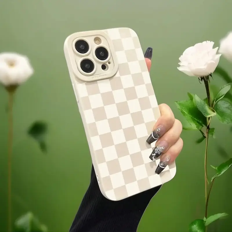 Fashion Checkerboard Pattern Phone Case, Full Body Shockproof Phone Protective Cover, Phone Accessory Compatible with iPhone ...