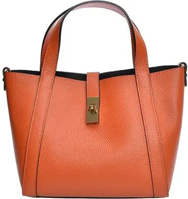 Anna Luchini Borsa A Mano In Pelle Da Donna colorata arancio