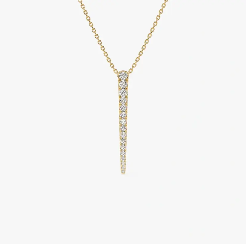 14K Gold Tapered 0.23 CT Diamond Bar Necklace