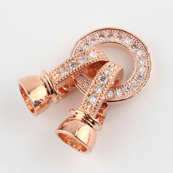 Brass Micro Pave Cubic Zirconia Fold Over Clasps