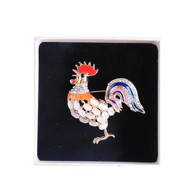 Rooster with Cat Eye Pins