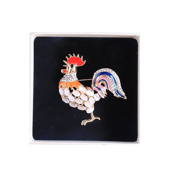 Rooster with Cat Eye Pins