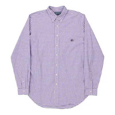 Tall Classic Fit Ralph Lauren Checked Shirt - Large Purple Cotton