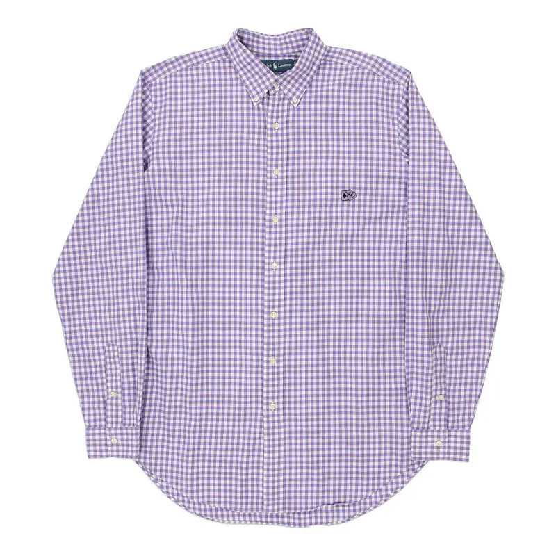 Tall Classic Fit Ralph Lauren Checked Shirt - Large Purple Cotton