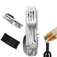 4 in 1 Stainless Steel Safety Locking Camping Accessory (2 Counts), Durable Knife with Sheath, Compact Multi-tool with Knife,...
