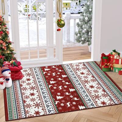 Garvee Christmas Area Rug 2x3 - Vintage Boho Medallion, Non-Slip & Washable, Soft Low Pile, TPE Backing, Lightweight Foldable...