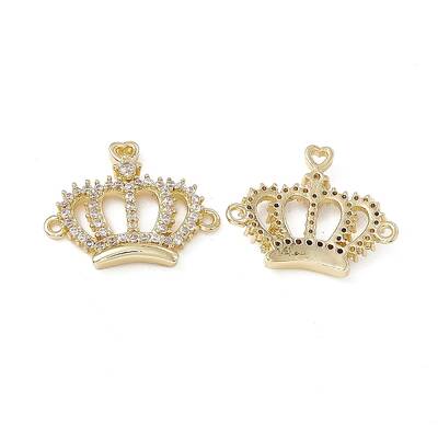 Brass Micro Pave Clear Cubic Zirconia Connetor Charms