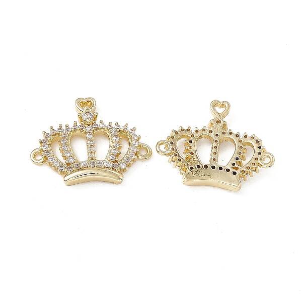 Brass Micro Pave Clear Cubic Zirconia Connetor Charms
