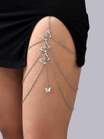Elegant Butterfly Decor Layered Thigh Chain for Women & Girls Back To School, Thick Thigh Outfits, Summer Fashion Trendy All-...
