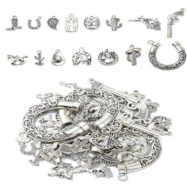 60Pcs 15 Styles Tibetan Style Alloy Pendants