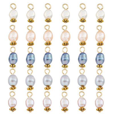30Pcs 5 Colors Natural Freshwater Shell Rice Charms