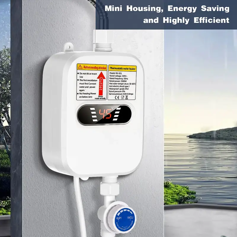 Kitchen Electric Tankless Water Heater Instant Hot Shower Heater 110V 3500W US