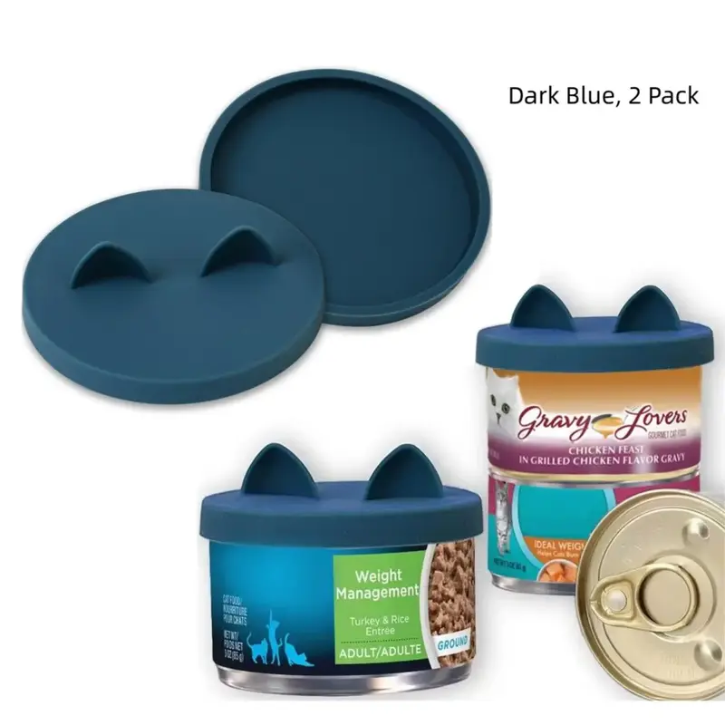 Silicone Cat Food Can Lid, 2 Counts/set Pet Food Can Cover, Pet Feeding Supplies, Pet Food Can Supplies, Medium Size Colla...