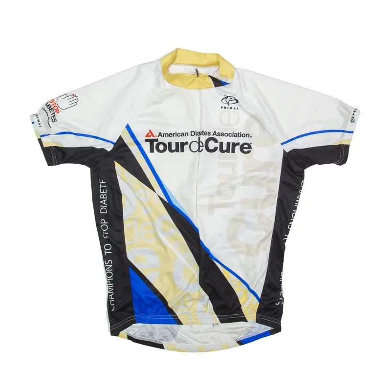 PRIMAL Full Zip Cycling Shirt Jersey White Short Sleeve Mens M