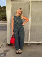 【plus Size】 Women's Plaid Print Tank Top & Wide Leg Pants, Casual Two-piece Set for Summer, Women's Clothes for Daily Wea...